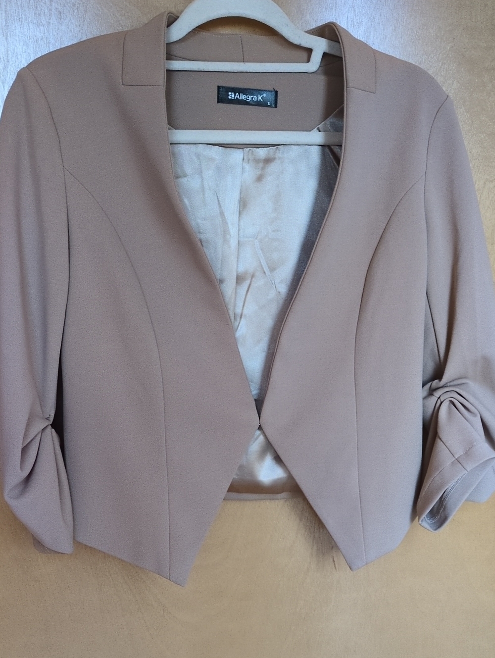 Allegra K Women's Cropped Taupe Blazer
